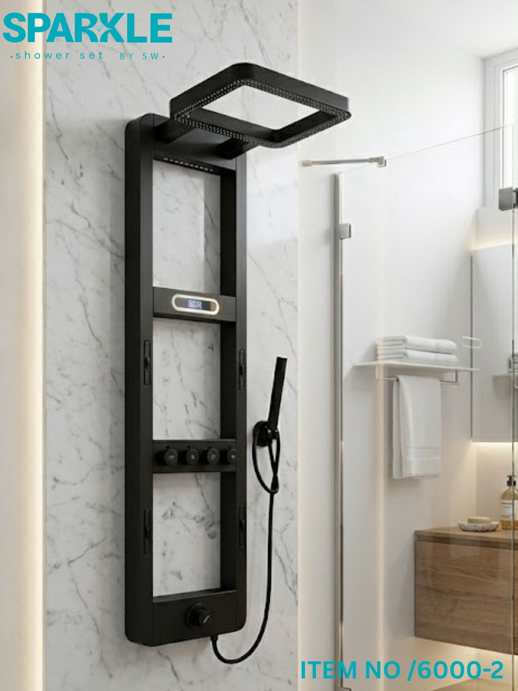 Black Shower Panel Sparkle Item No: 6000-2