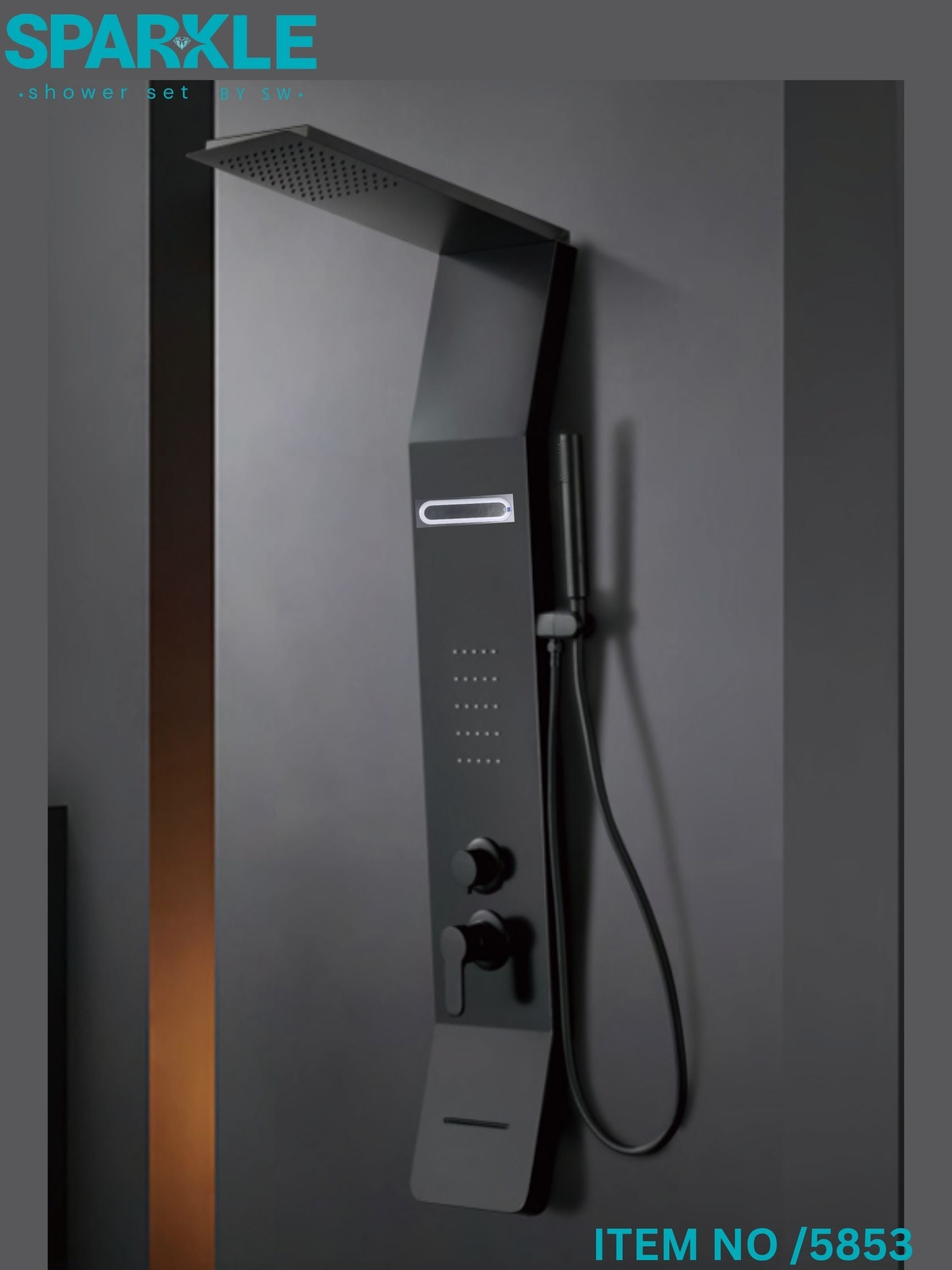 Black Shower Panel Sparkle Item No: 5853-2