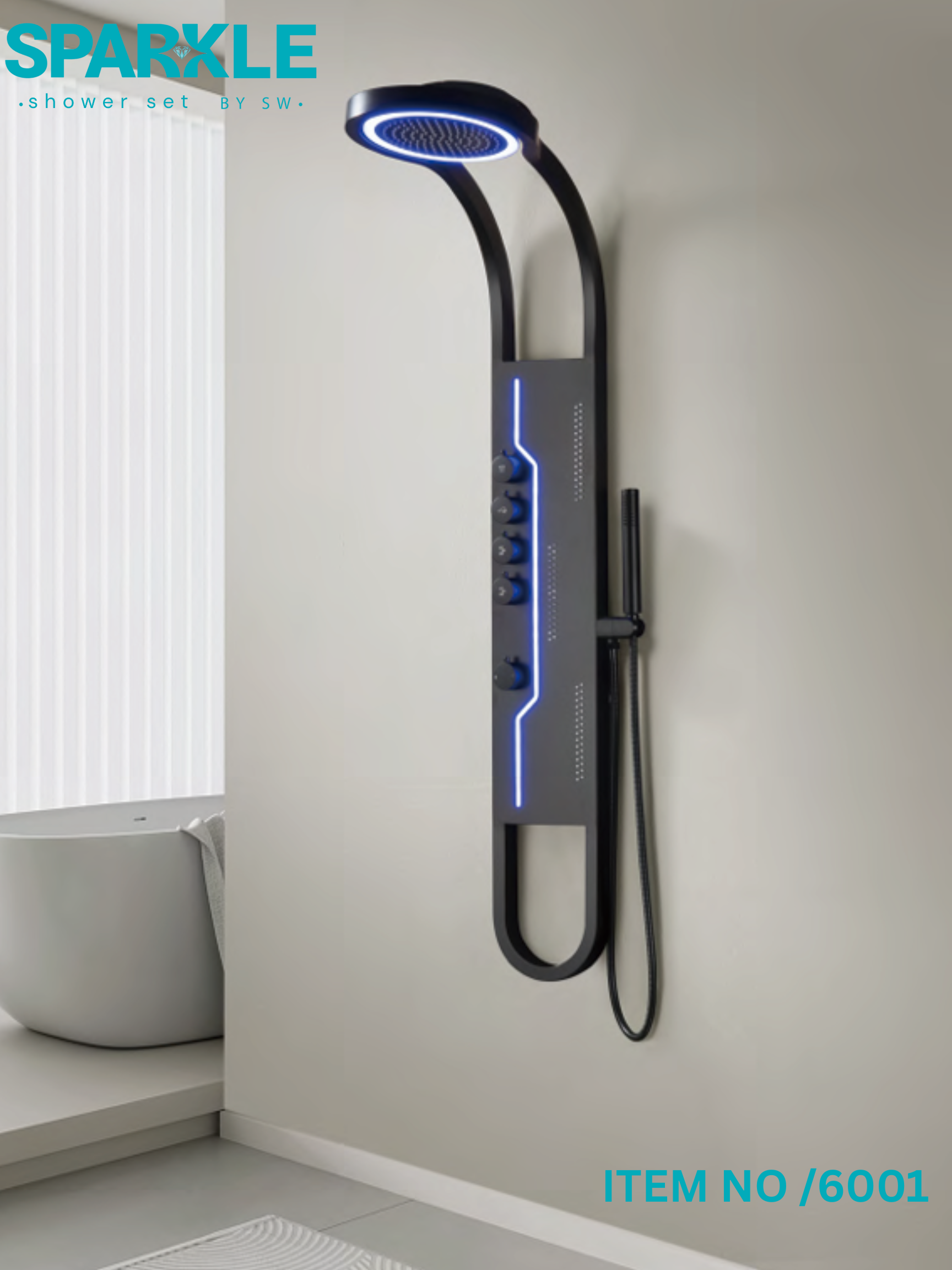 Black Shower Panel Sparkle Item No: 6001
