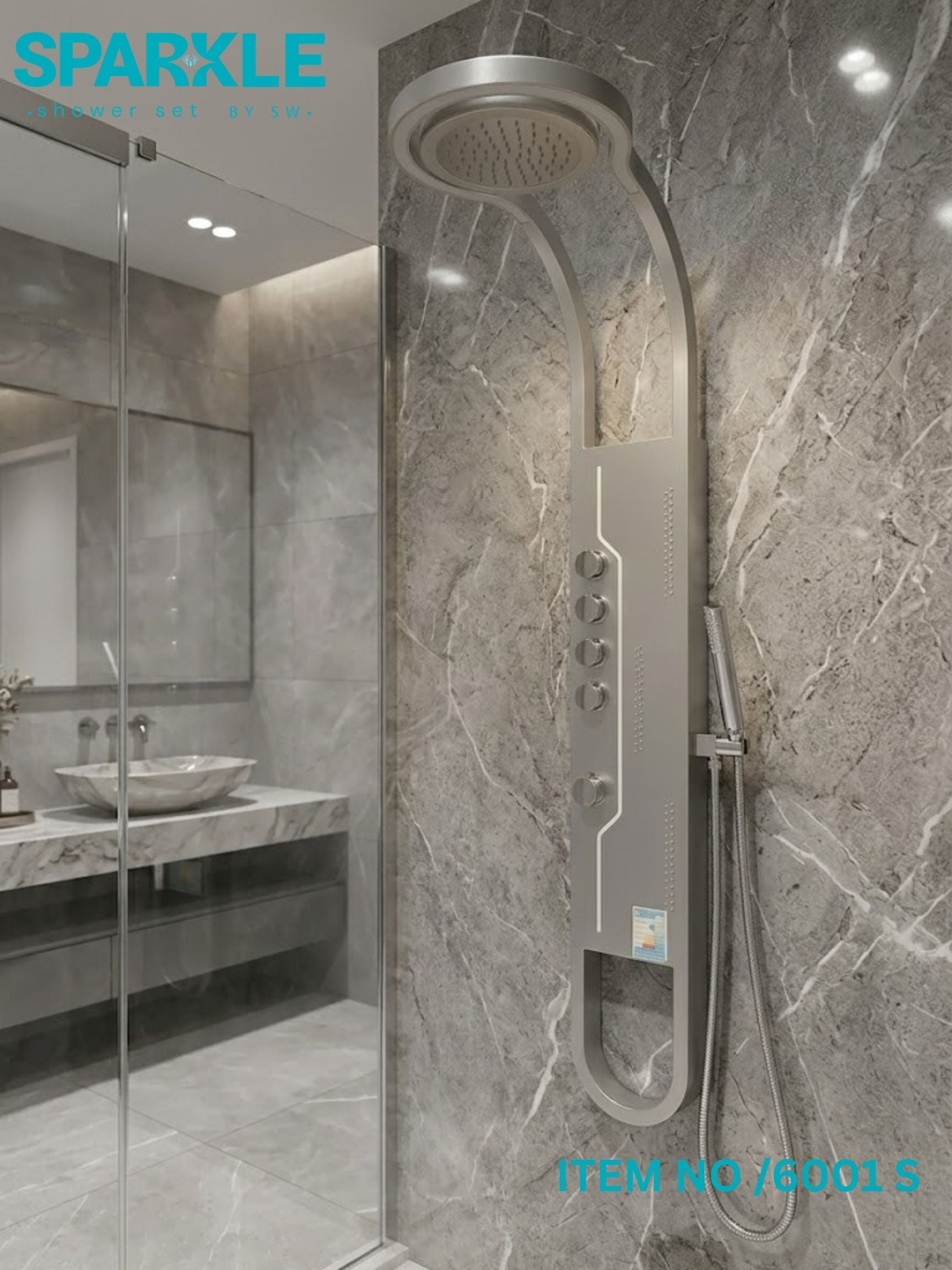 Black Shower Panel Sparkle Item No: 6001