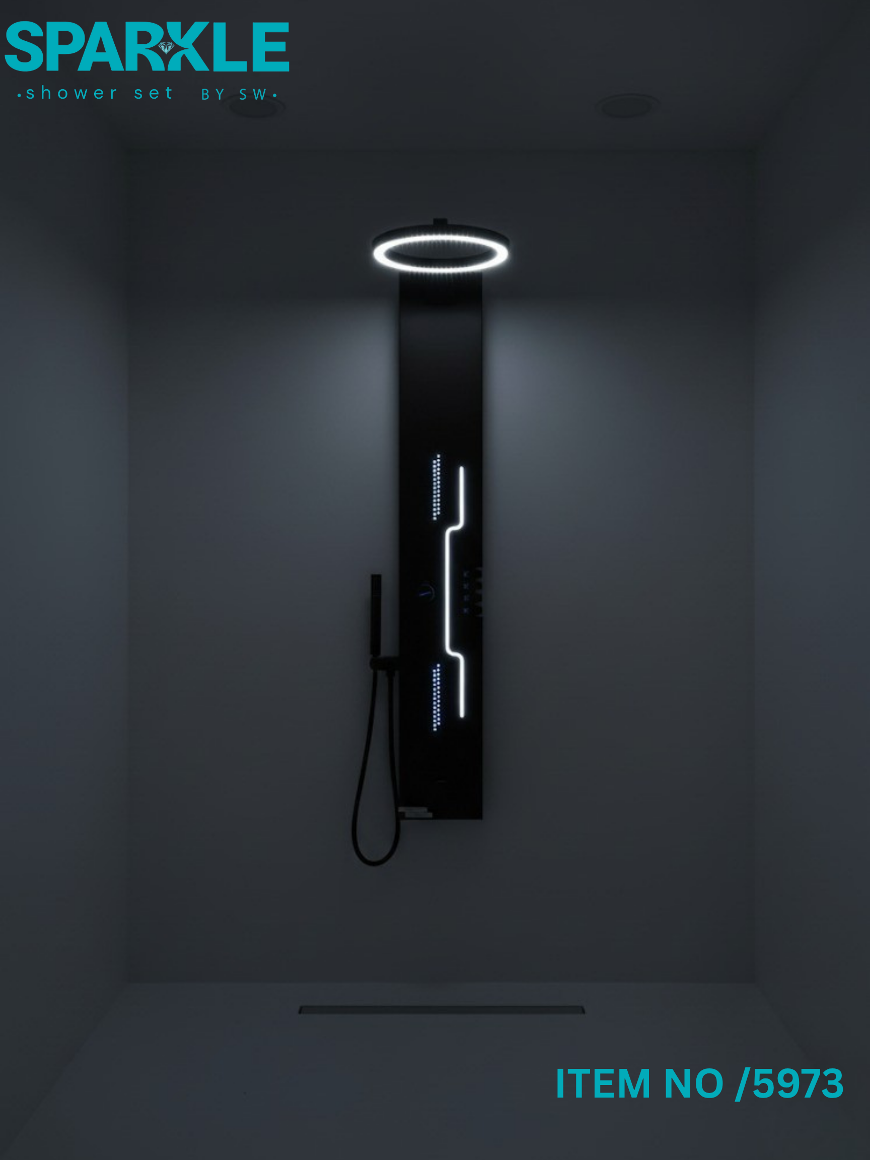 Black Shower Panel Sparkle Item No: 5973