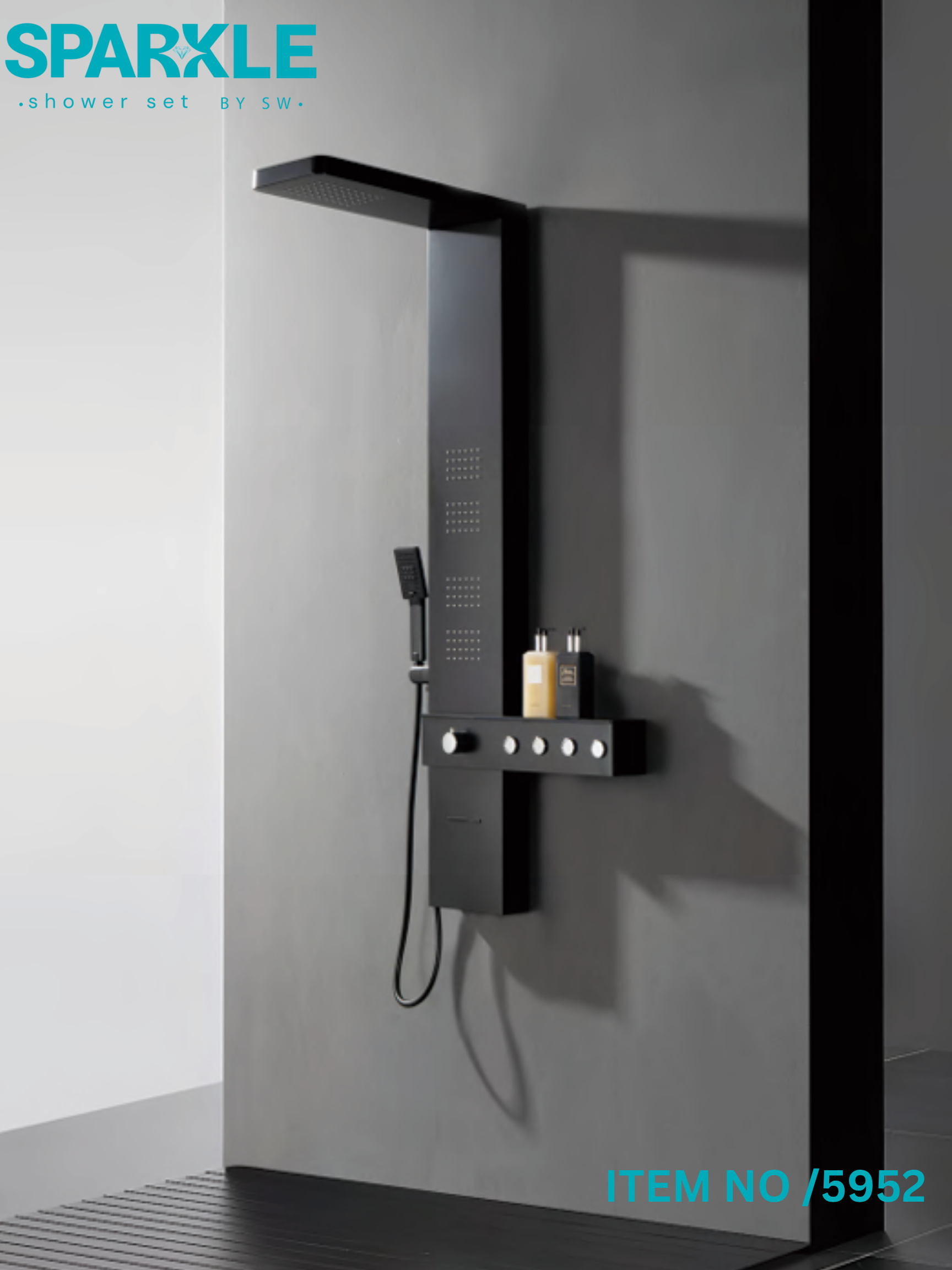 Black Shower Panel Sparkle Item No: 5952